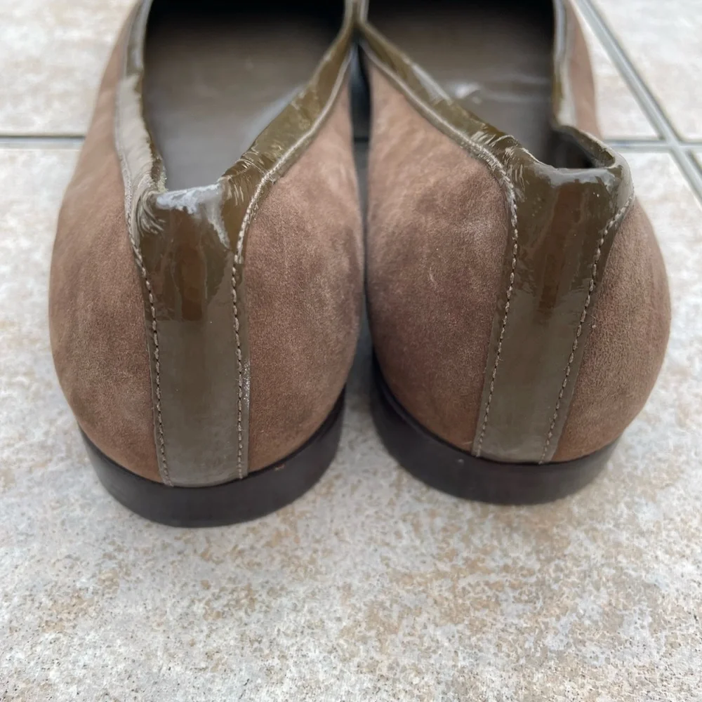 TORY BURCH Julian Mocha Suede Ballet Flats